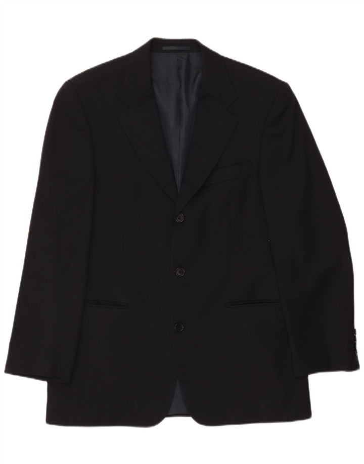 Hugo Boss Mens 3 Button Blazer Jacket EU 50 Large Black Virgin Wool