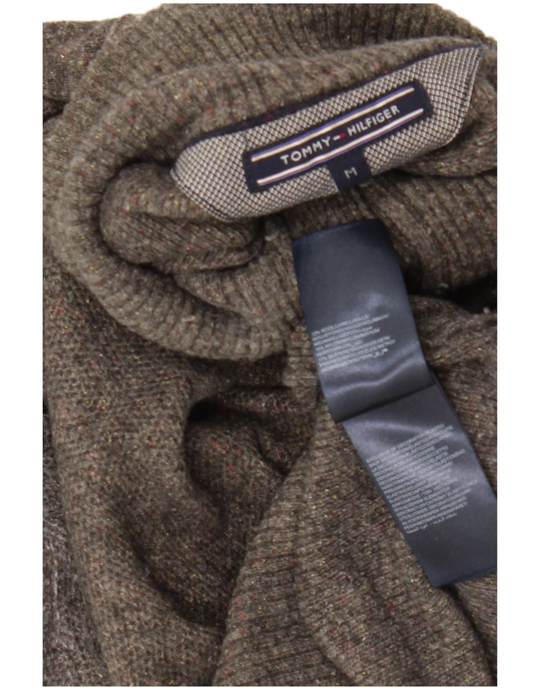 Tommy Hilfiger Mens Button Neck Jumper Sweater Medium Grey Wool