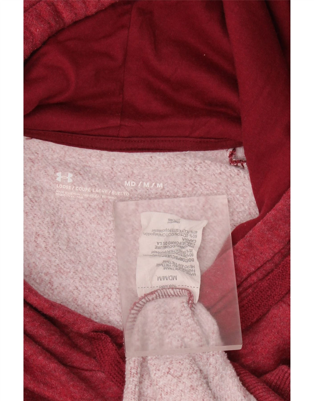 UNDER ARMOUR Mens Hoodie Jumper Medium Red Cotton