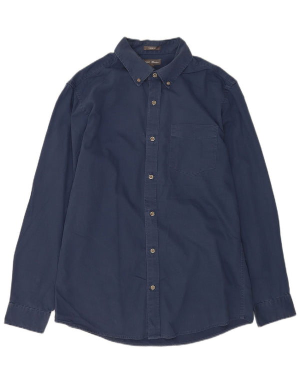 Eddie Bauer Mens Classic Fit Shirt Medium Navy Blue Cotton