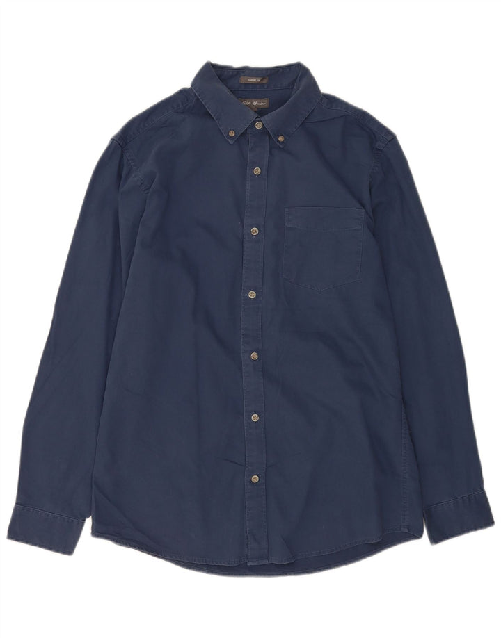 Eddie Bauer Mens Classic Fit Shirt Medium Navy Blue Cotton