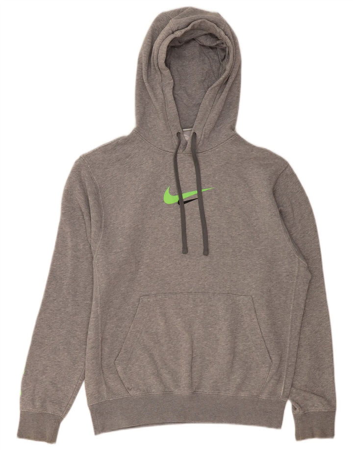 Nike Mens Graphic Hoodie Jumper Small Grey Cotton