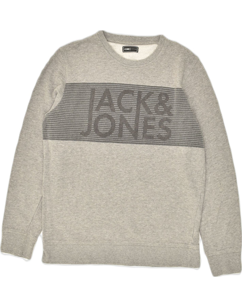 JACK & JONES Mens Graphic Sweatshirt Jumper Large Grey Cotton | Vintage Jack & Jones | Thrift | Second-Hand Jack & Jones | Used Clothing | Messina Hembry 