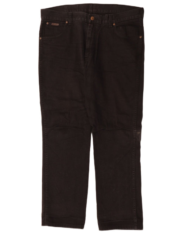 Wrangler Mens Texas Straight Jeans W38 L30 Black Cotton