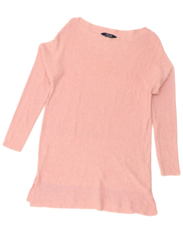 Joules Womens Oversized Boat Neck Jumper Sweater UK 12 Medium Pink Cotton
