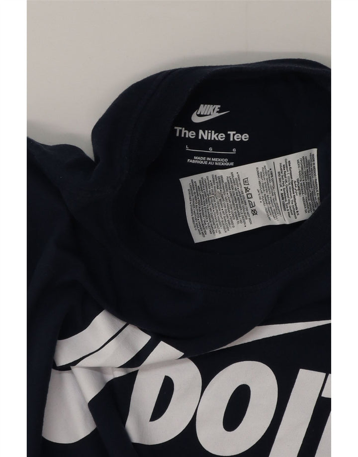 Nike Mens Graphic T-Shirt Top Large Navy Blue Cotton