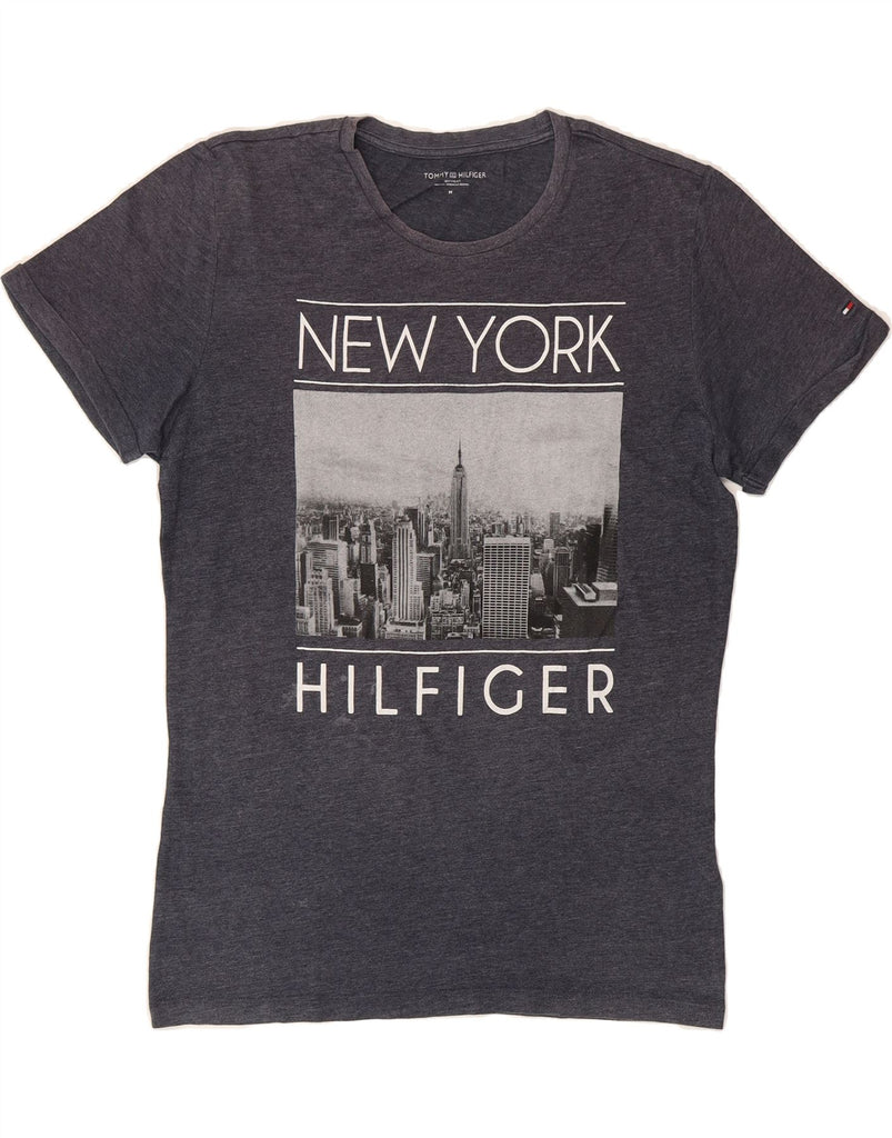 TOMMY HILFIGER Mens New York Graphic T-Shirt Top Medium Navy Blue Cotton Vintage Tommy Hilfiger and Second-Hand Tommy Hilfiger from Messina Hembry 