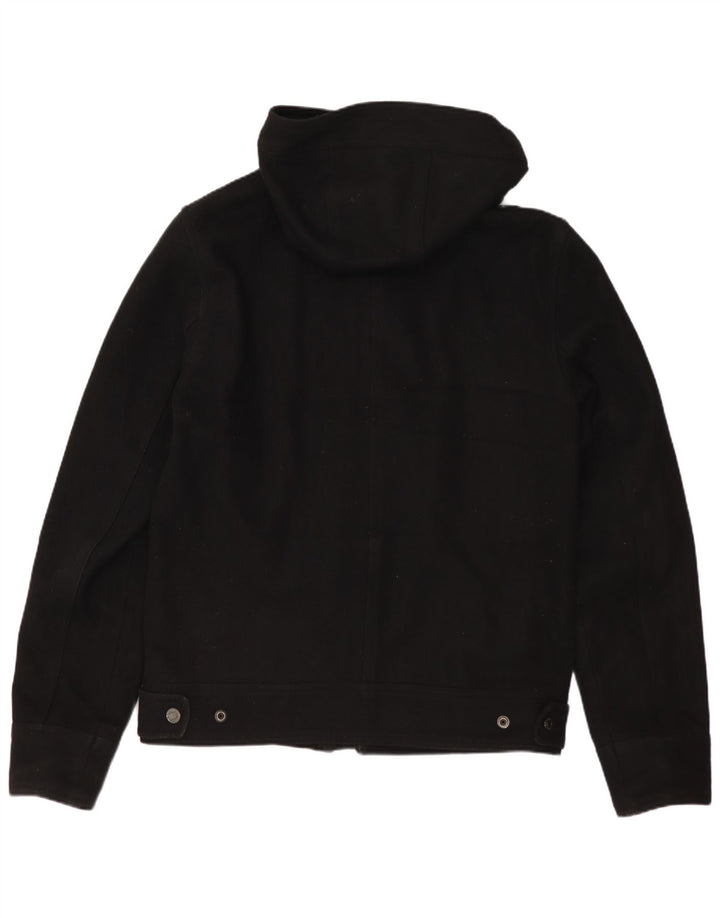CALVIN KLEIN JEANS Mens Hooded Bomber Jacket UK 38 Medium Black Wool