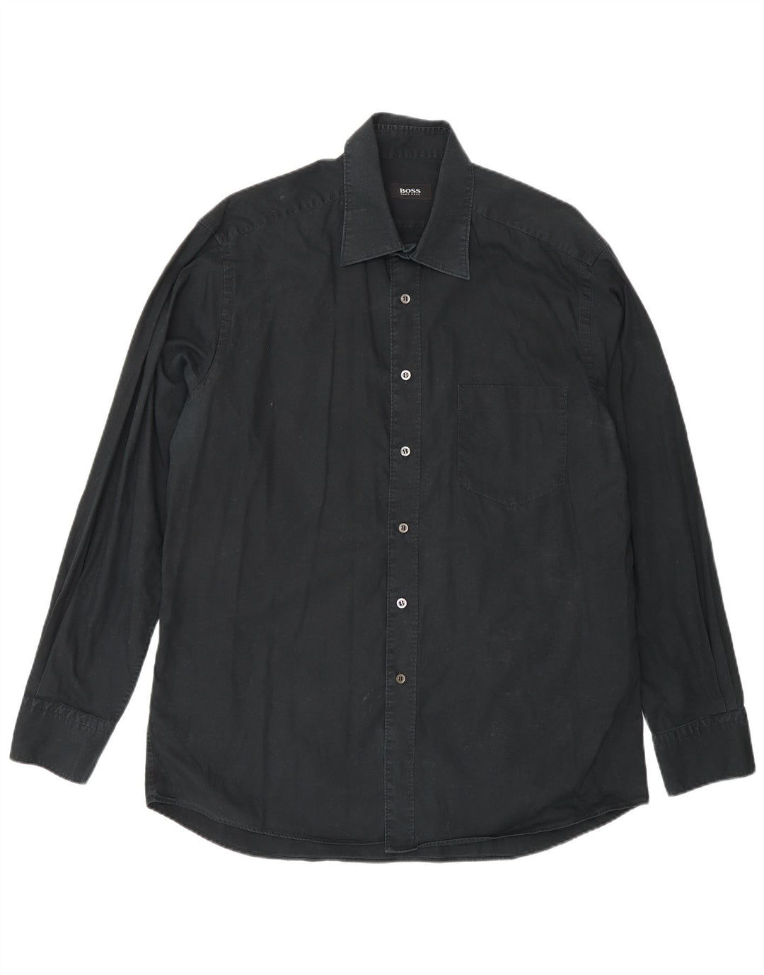 Hugo Boss Mens Shirt Size 16 1/2 Large Black Cotton