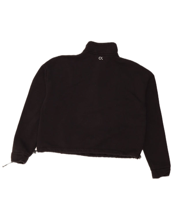 Calvin Klein Womens Crop Graphic Loose Fit Sweatshirt Jumper UK 6 XS Black