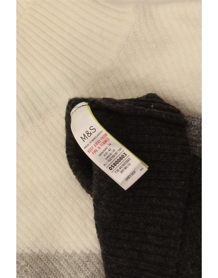 Marks & Spencer Womens Turtle Neck Jumper Sweater UK 14 Large Grey