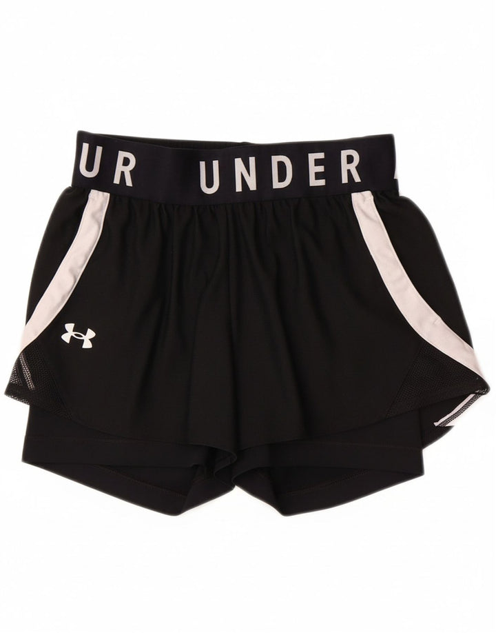 UNDER ARMOUR Womens Graphic Sport Shorts UK 6 XS  Black Polyester
