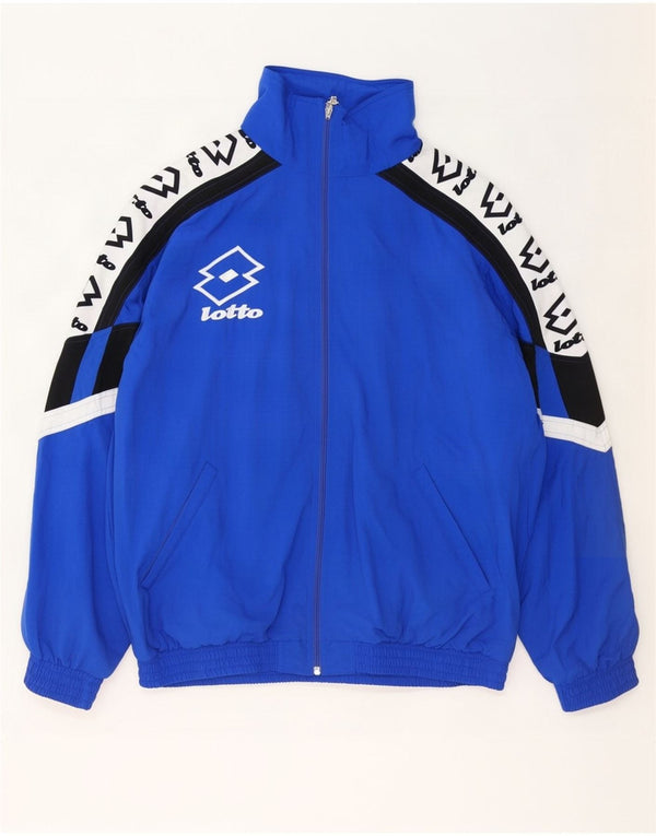 Lotto Mens Graphic Tracksuit Top Jacket 2XL Blue Colourblock Nylon