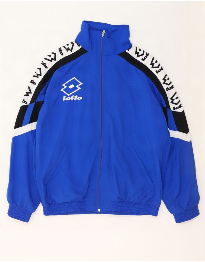 Lotto Mens Graphic Tracksuit Top Jacket 2XL Blue Colourblock Nylon