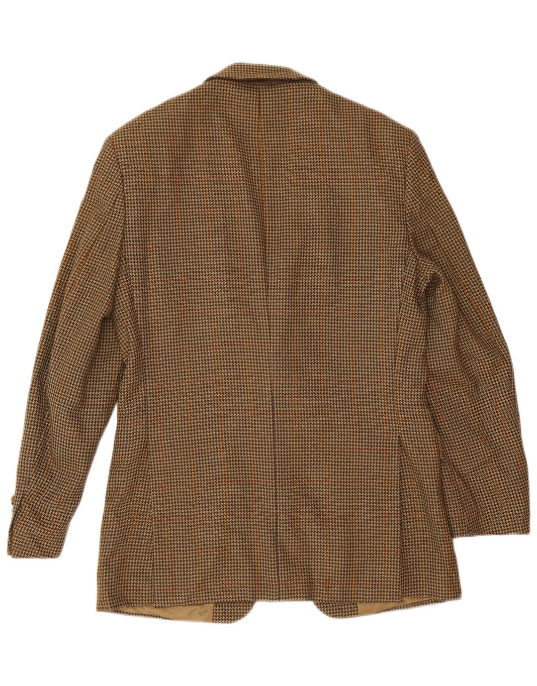 Marks & Spencer Mens 2 Button Blazer Jacket UK 36 Small Beige Houndstooth