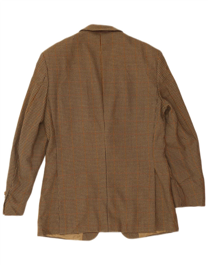 Marks & Spencer Mens 2 Button Blazer Jacket UK 36 Small Beige Houndstooth