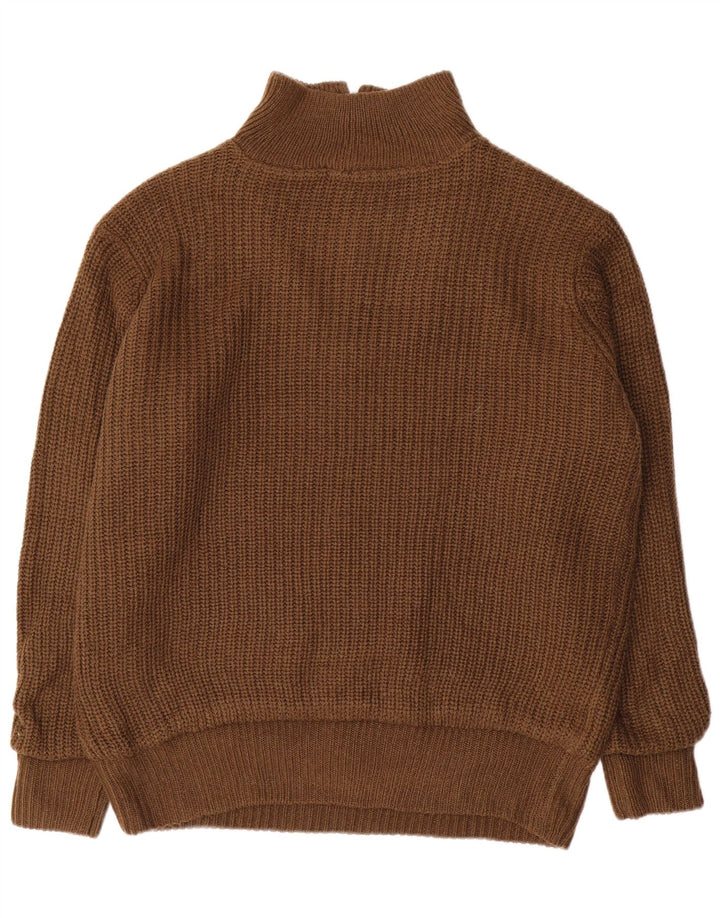 VINTAGE Mens Zip Neck Jumper Sweater IT 52/54 Large Brown Polyacrylic