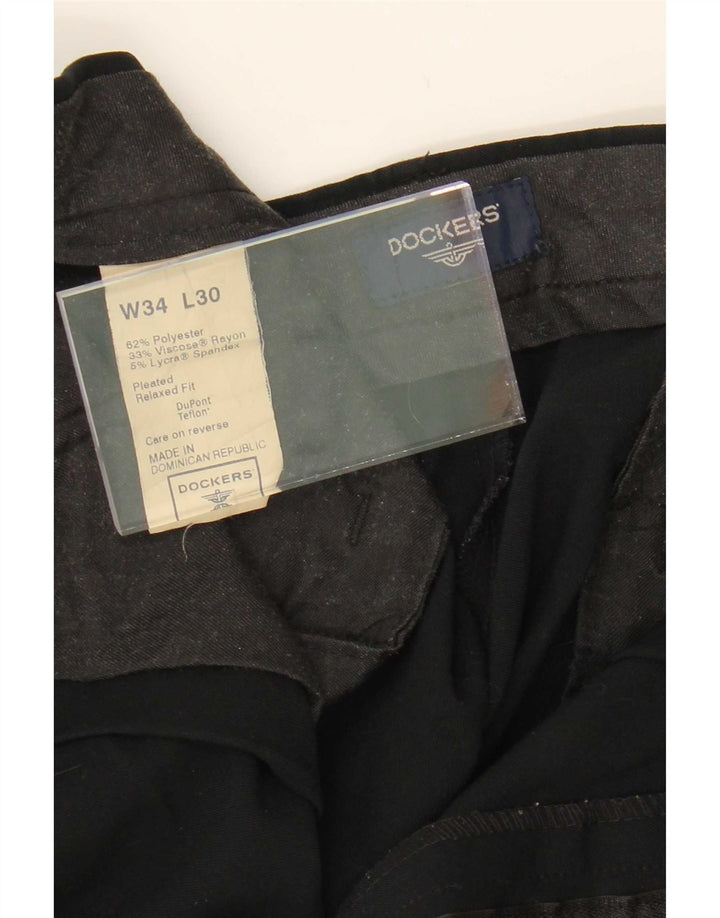 Dockers Mens Straight Suit Trousers W34 L30 Black Polyester