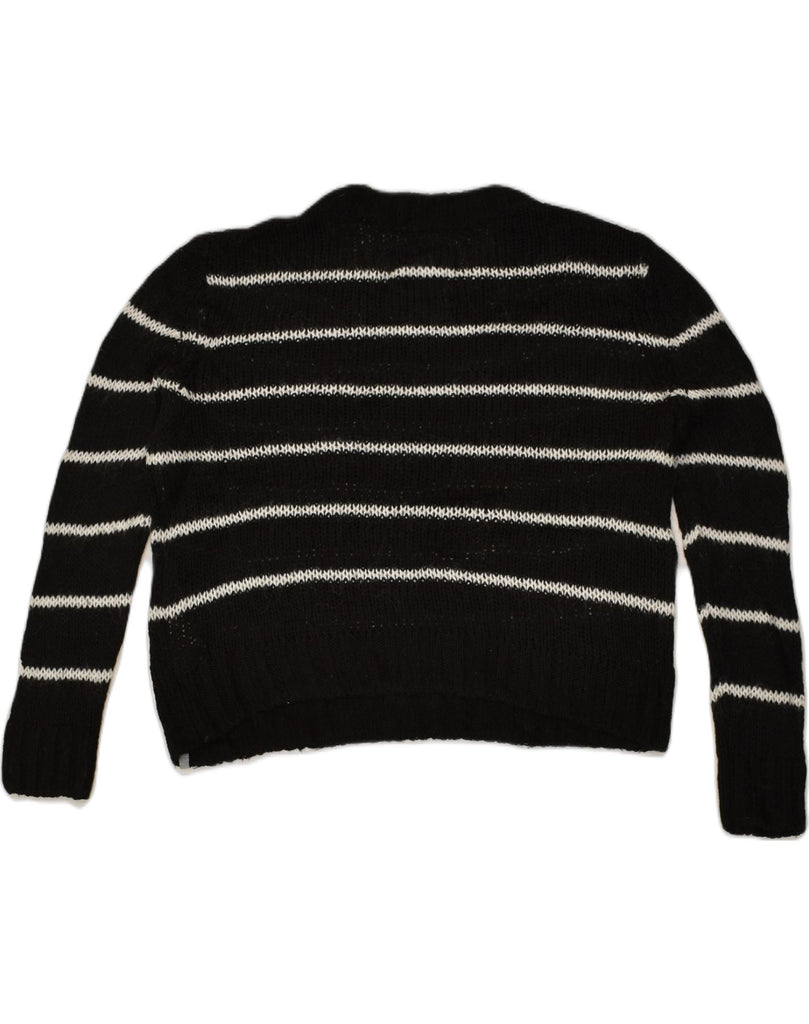 SUPERDRY Womens Crop Crew Neck Jumper Sweater UK 14 Medium Black Striped | Vintage Superdry | Thrift | Second-Hand Superdry | Used Clothing | Messina Hembry 