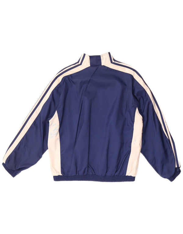 Adidas Boys Tracksuit Top Jacket 14-15 Years Large Navy Blue Colourblock