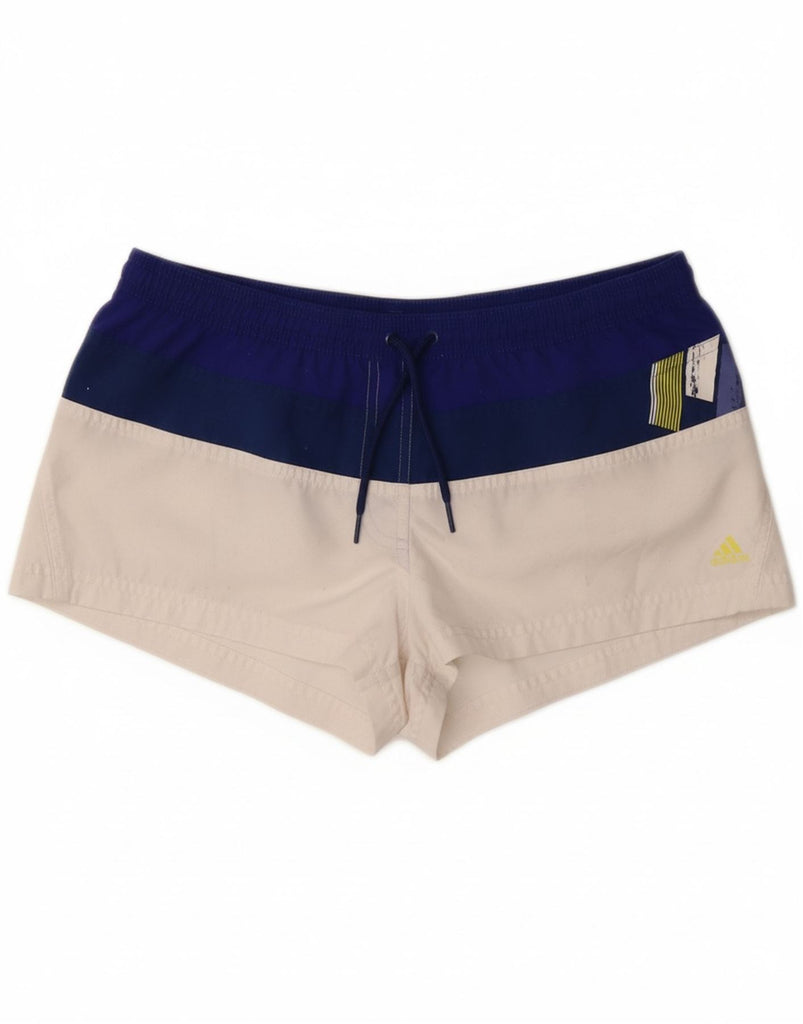 ADIDAS Womens Swimming Shorts UK 14 Large  White Colourblock Polyester Vintage Adidas and Second-Hand Adidas from Messina Hembry 