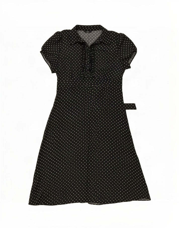 Marks & Spencer Womens See Through A-Line Dress UK 14 Medium Black Spotted