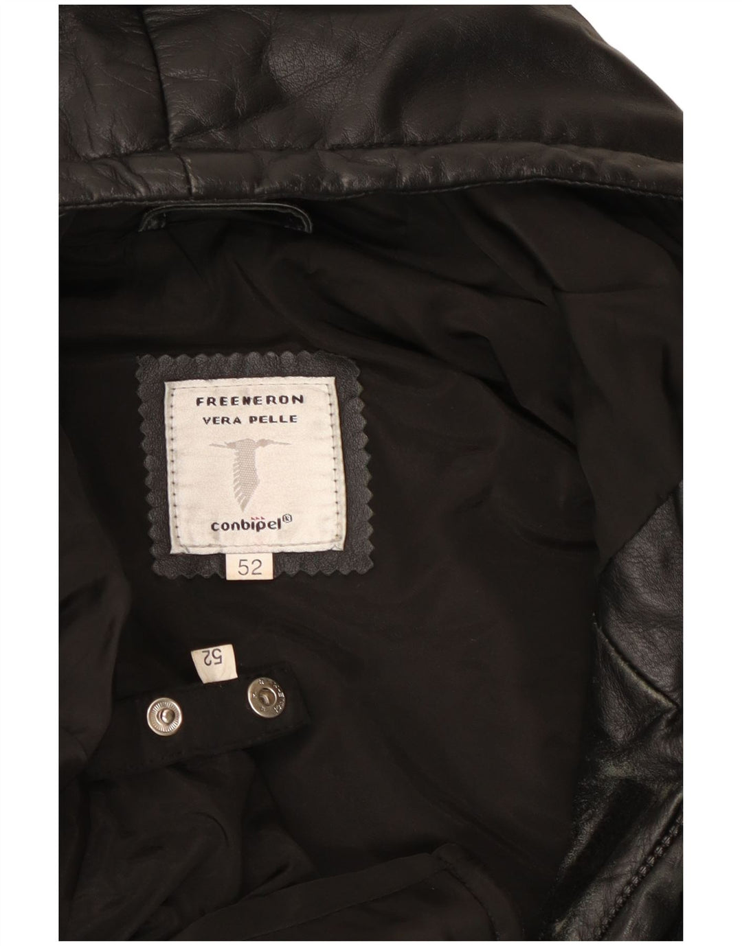 Conbipel Mens Hooded Leather Jacket IT 52 XL Black Leather