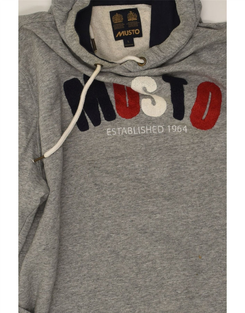 MUSTO Mens Graphic Hoodie Jumper Large Grey Cotton | Vintage Musto | Thrift | Second-Hand Musto | Used Clothing | Messina Hembry 