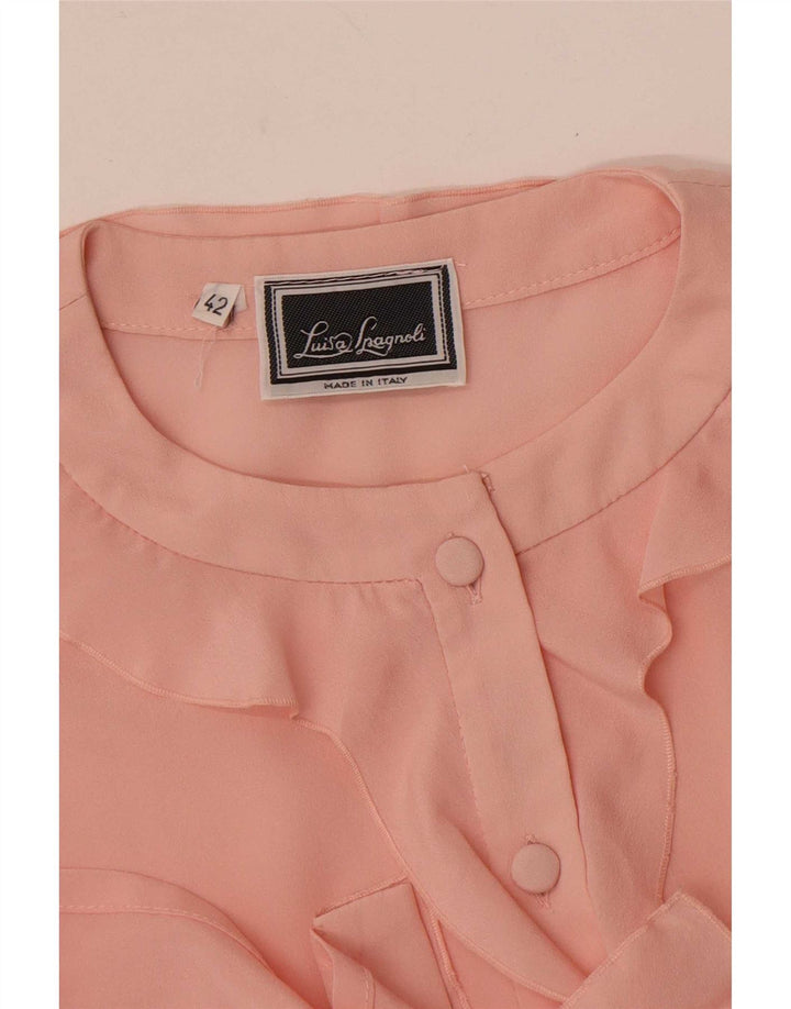 Luisa Spagnoli Womens Ruffle Front Shirt Blouse IT 42 Medium Pink
