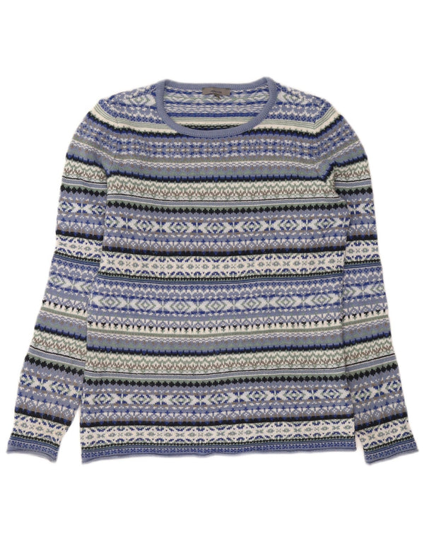 Montego Womens Boat Neck Jumper Sweater UK 14 Medium Blue Fair Isle