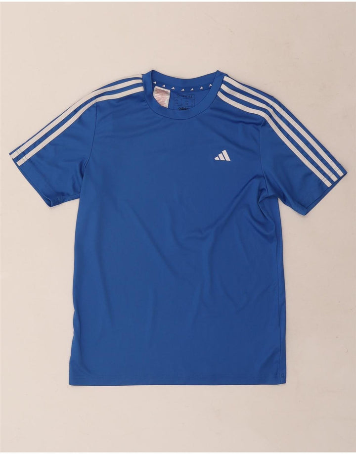 ADIDAS Boys Aeroready T-Shirt Top 13-14 Years Blue Polyester Vintage Adidas and Second-Hand Adidas from Messina Hembry 