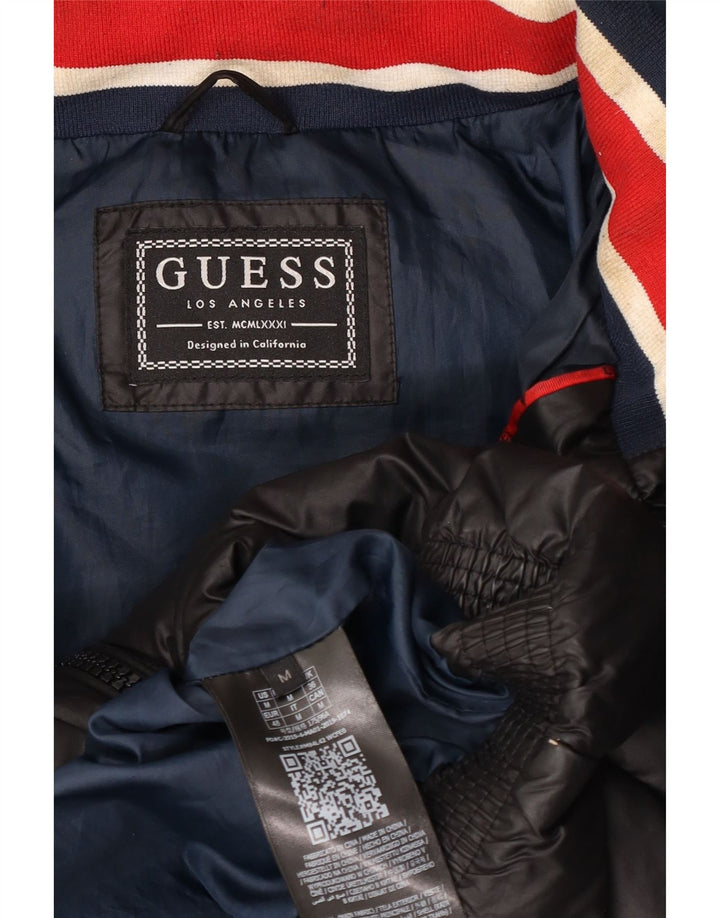 Guess Mens Hooded Padded Jacket UK 38 Medium Black Polyester