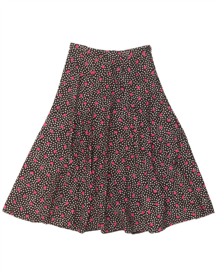 Vintage Womens Flared Skirt W25 XS Black Floral