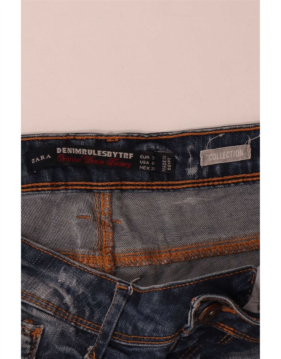 Zara Womens Distressed Denim Shorts EU 38 Small W28 Blue