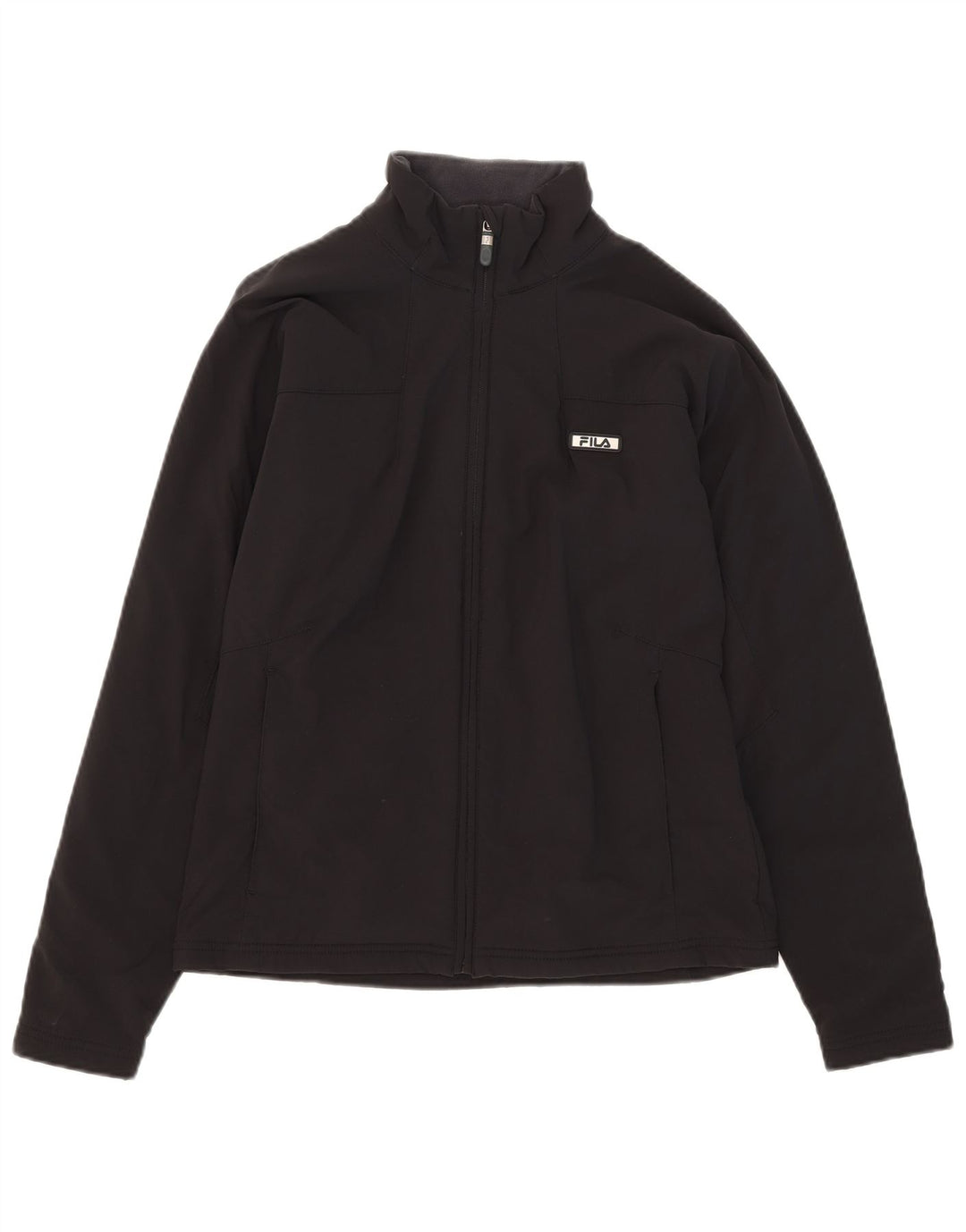 Fila Womens Tracksuit Top Jacket UK 14 Large Black Nylon