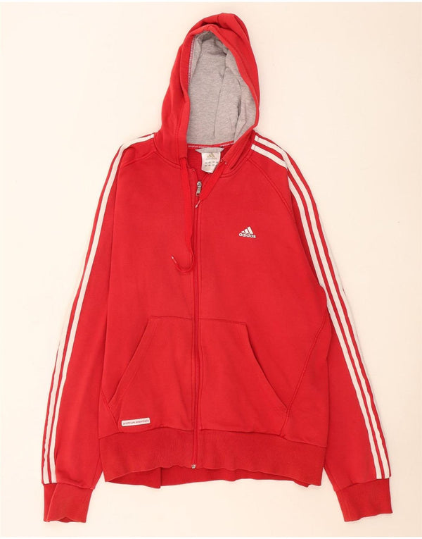 Adidas Mens Zip Hoodie Sweater XL Red Cotton