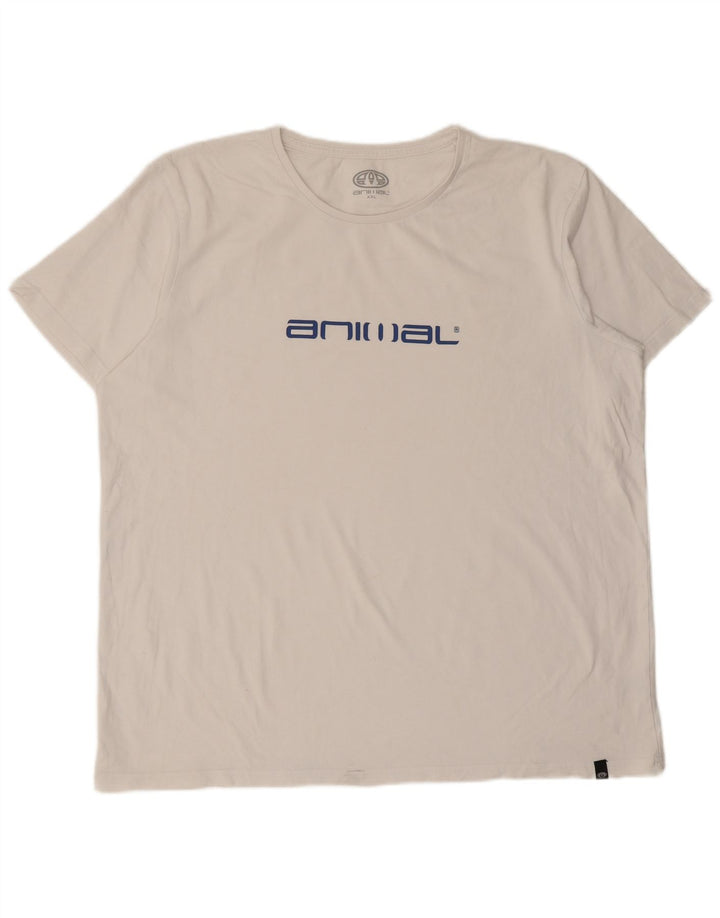 Animal Mens Graphic T-Shirt Top 2XL White Cotton