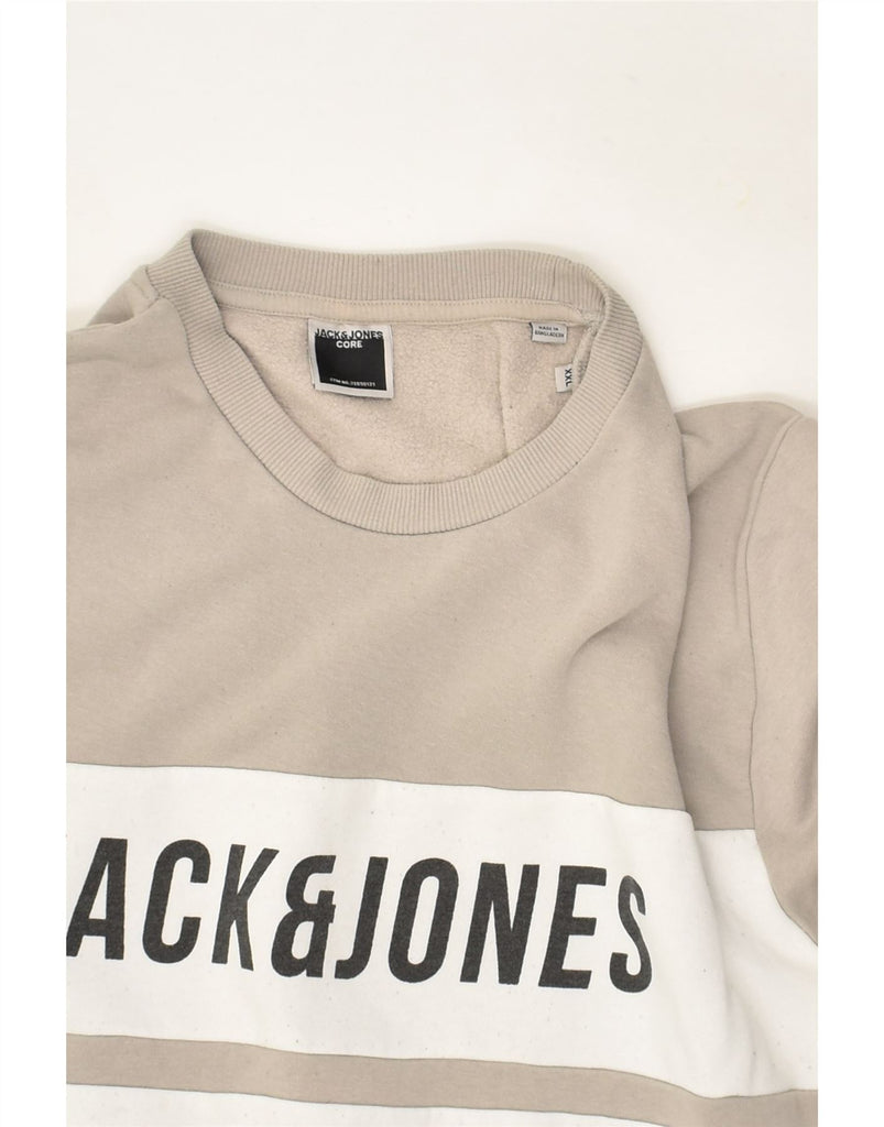 JACK & JONES Mens Graphic Sweatshirt Jumper 2XL Grey Colourblock Cotton | Vintage Jack & Jones | Thrift | Second-Hand Jack & Jones | Used Clothing | Messina Hembry 