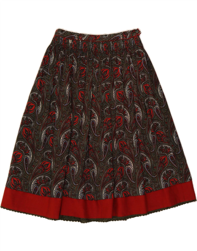 JULIUS LANG Womens Flared Skirt  W28 Medium Red Paisley Vintage Julius Lang and Second-Hand Julius Lang from Messina Hembry 