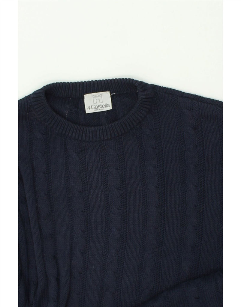 VINTAGE Womens Crew Neck Jumper Sweater Medium Navy Blue Cotton | Vintage Vintage | Thrift | Second-Hand Vintage | Used Clothing | Messina Hembry 