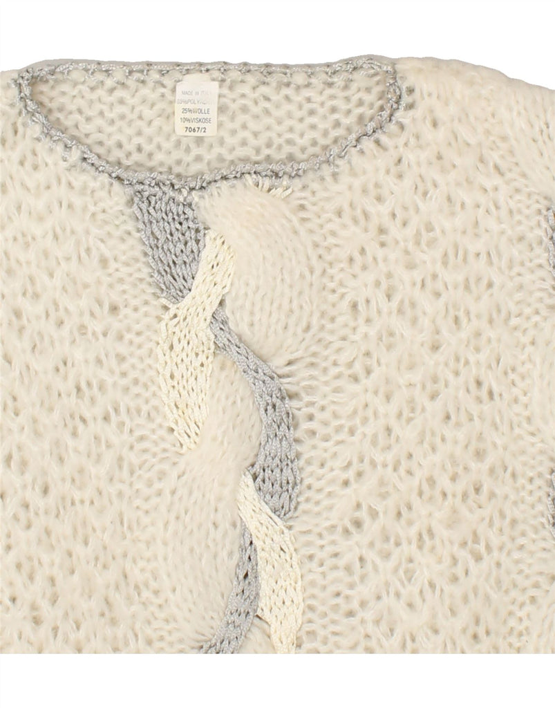VINTAGE Womens Boat Neck Jumper Sweater UK 22 3XL Beige Polyester | Vintage Vintage | Thrift | Second-Hand Vintage | Used Clothing | Messina Hembry 