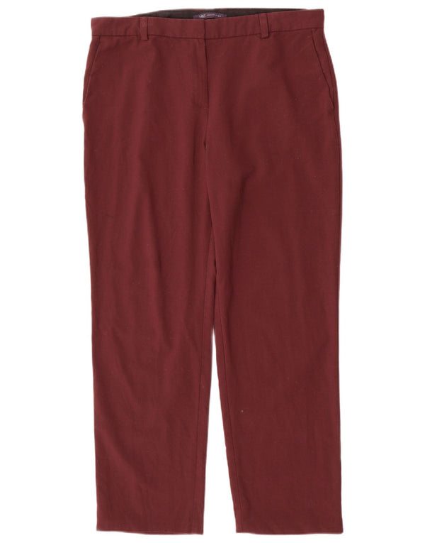 MARKS & SPENCER Womens Straight Casual Trousers UK 14 Large W34 L27 Brown