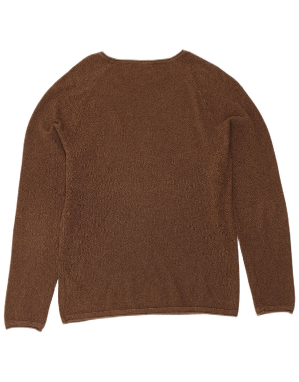 Jack & Jones Mens Boat Neck Jumper Sweater Medium Brown Cotton
