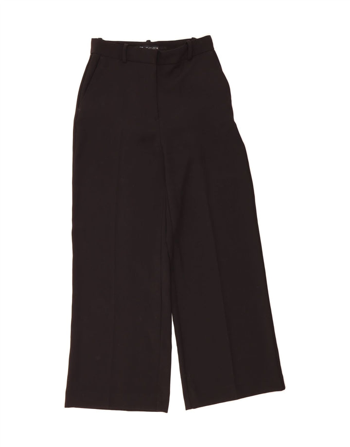 ZARA Womens Wide Leg Suit Trousers Small W26 L30 Black Polyester Vintage Zara and Second-Hand Zara from Messina Hembry 
