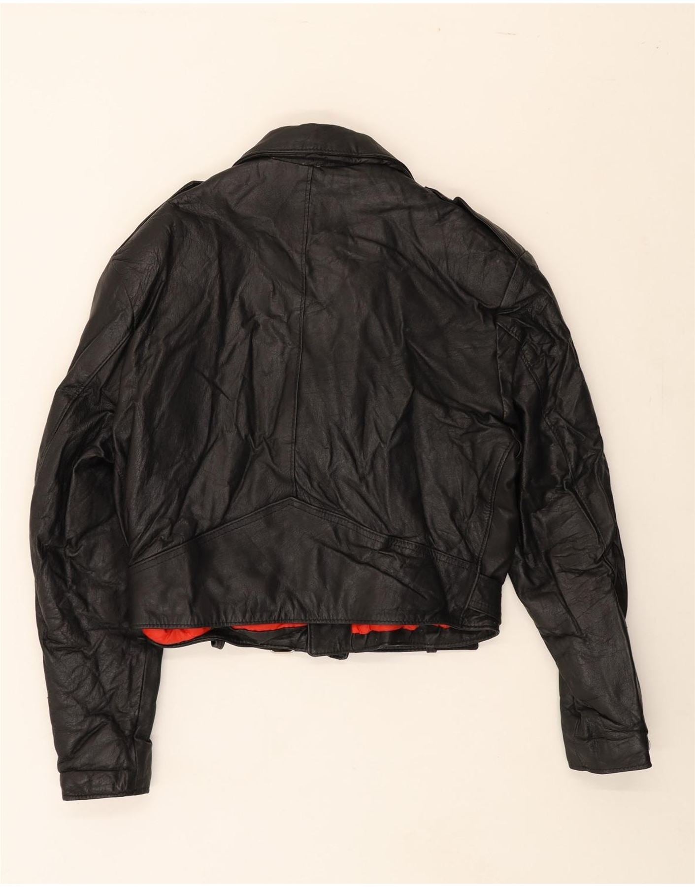 LAVORAZIONE ARTIGIANA Womens Leather Jacket UK 16 Large Black