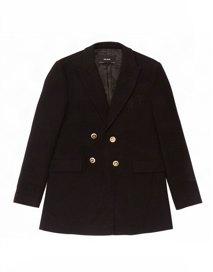 Zara Womens Double Breasted Blazer Jacket UK 12 Medium Black