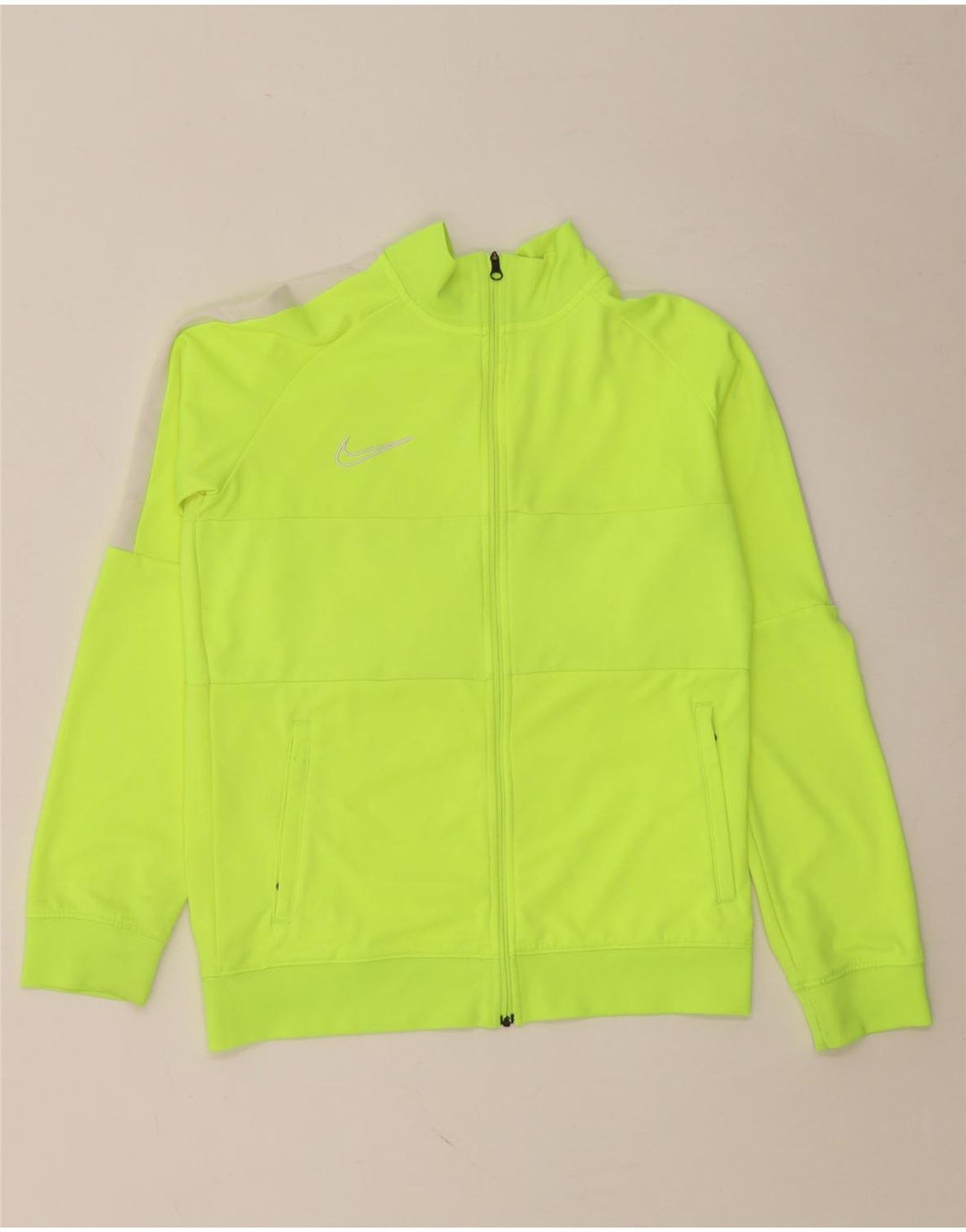 NIKE Boys Dri Fit Tracksuit Top Jacket 13-14 Years XL Green Colourblock