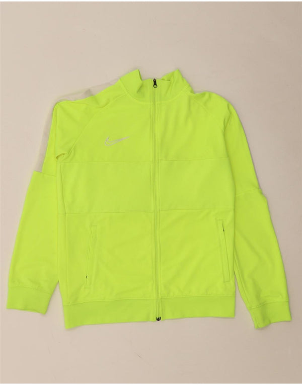 NIKE Boys Dri Fit Tracksuit Top Jacket 13-14 Years XL Green Colourblock