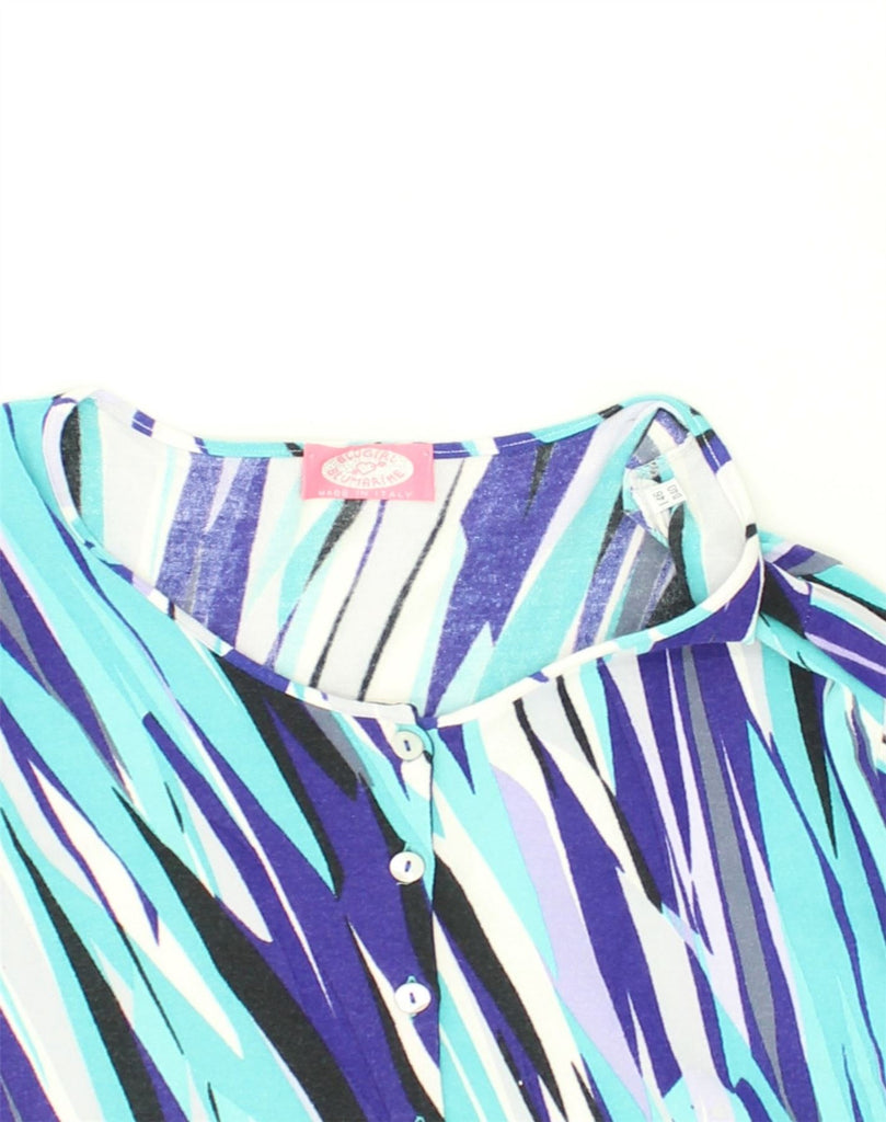 BLUGIRL BLUMARINE Womens Top Long Sleeve IT 46 Large Blue Striped Rayon | Vintage Blugirl Blumarine | Thrift | Second-Hand Blugirl Blumarine | Used Clothing | Messina Hembry 