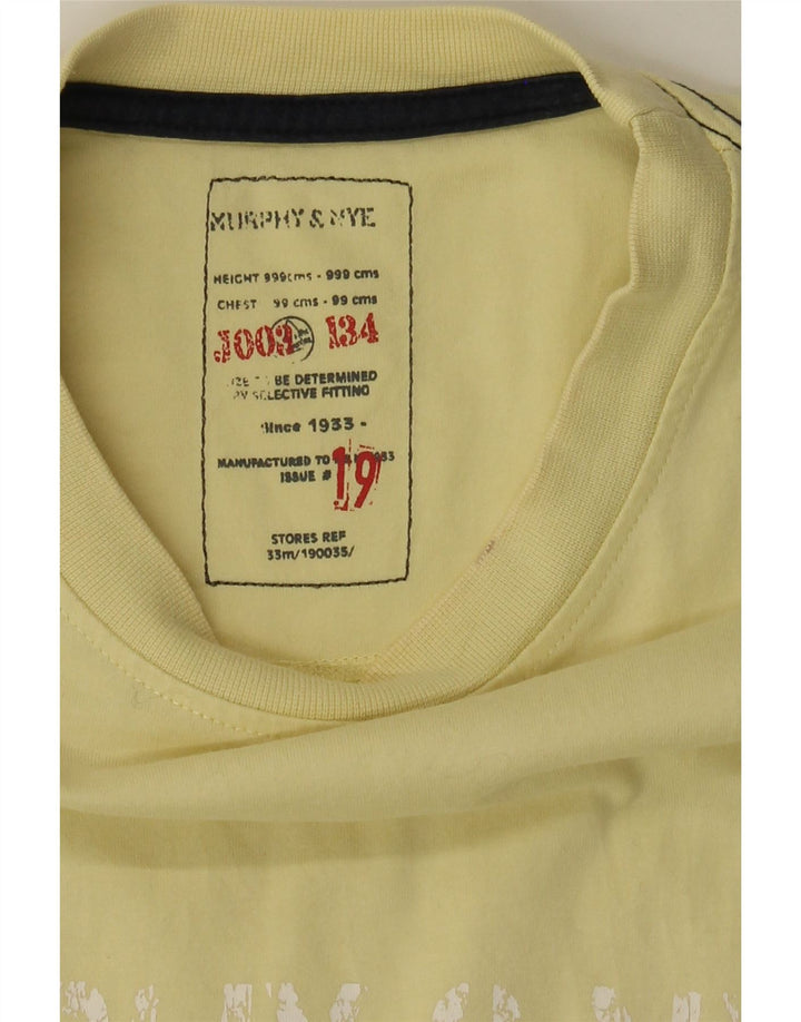 MURPHY & NYE Mens Graphic T-Shirt Top 2XL Yellow Cotton Vintage Murphy & Nye and Second-Hand Murphy & Nye from Messina Hembry 